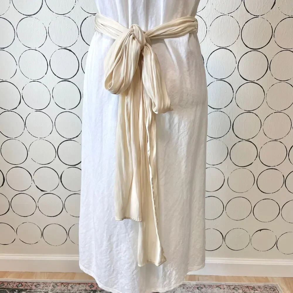 Zara Womens Midi T-Shirt Dress S White Wrap Minimalist Classic Capsule Timeless - Picture 9 of 9